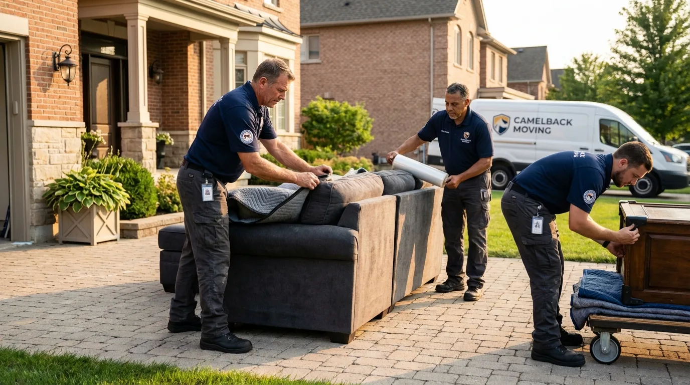 Large estate moving crew wrapping furniture in Lake Lure, NC