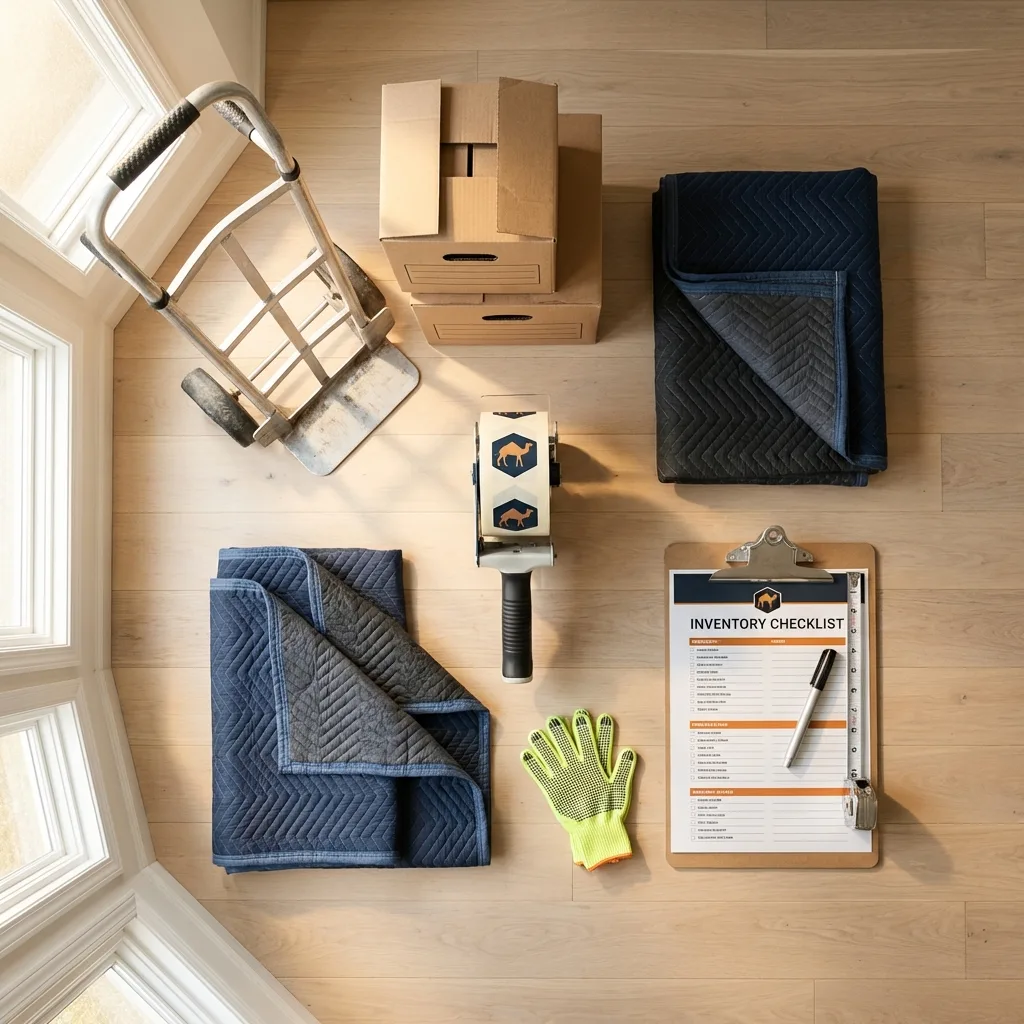 Professional moving supplies and packing materials layout for Lake Lure residential relocations